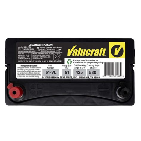 Valucraft Battery H5-VL Group Size H5 525 CCA Part H5-VL SKU 81163 1-Year Warranty Check if this fits your vehicle. . Valucraft battery warranty